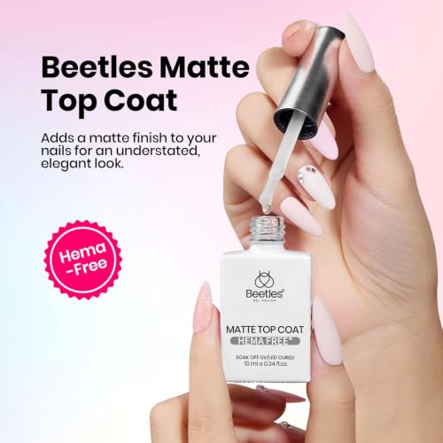 Image of Beetles Base and Top Coat Gel Polish Set 3pcs 10ml Matte Finish | Three piece gel set includes matte and glossy top coats for versatile nail looks.