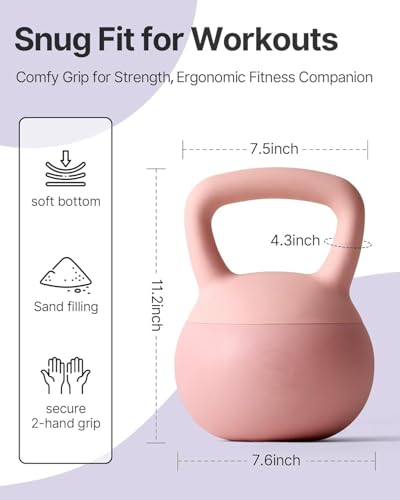 Image of Soft Kettlebells with Cushioned Impact-Resistant Base and Anti-Slip, Wide-Grip Handle for Home Workouts, Weightlifting, and Full Body Strength Training (Pastel Pink(4kgs))