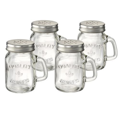 Artland A American Diner/Mason Ware Salt & Pepper, Clear/Silver, Set of 4