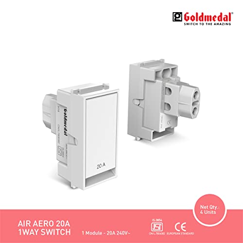 Image of Goldmedal Air Aero 20 Ampere Push Button One Way Switch, White - (Pack Of 20)