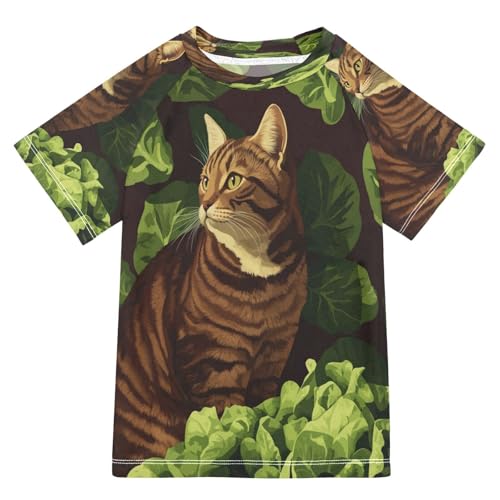 Kids Swimsuit Cat Dragon Green Vegetable Sunscreen T-Shirts Swimwear Sets UPF 50+