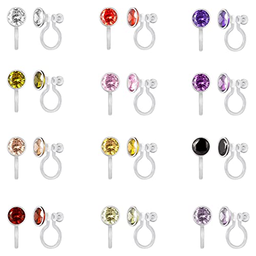12 Pairs Plastic Clip On Earrings for Non Pierced Ears, Invisible Clip On Earrings Set for Women (CZ...