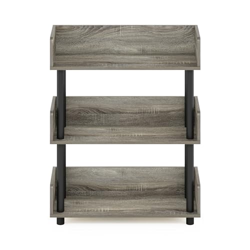 Image of Furinno TURN-N-TUBE Display Shelf, 3-Tier Storage Shelves with Side Panels, Open Shelves Book Shelf with Rounded Corner Top Edges, for Organization and Storage, Living Room, Home Office, French Oak