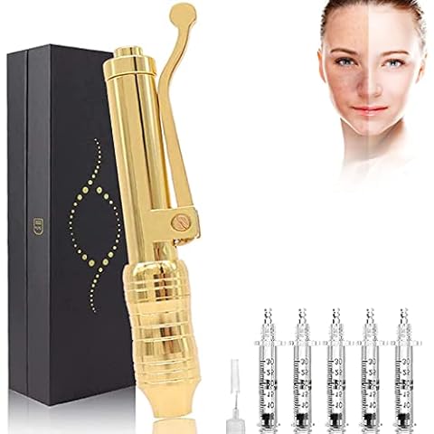 0.3 ML Hyaluron Pen Gold Non-Invasive Hyaluronic Injection Acid Pen Kit with 5 Ampule Head, for Skin Firming Face Lifting Cover