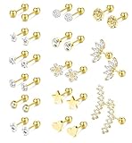 YADOCA 16 Gauge Cartilage Earrings for Women Hypoallergenic Surgical Stainless Steel Gold Cartilage Earring Set Daith Conch Tragus Helix Piercing Jewelry