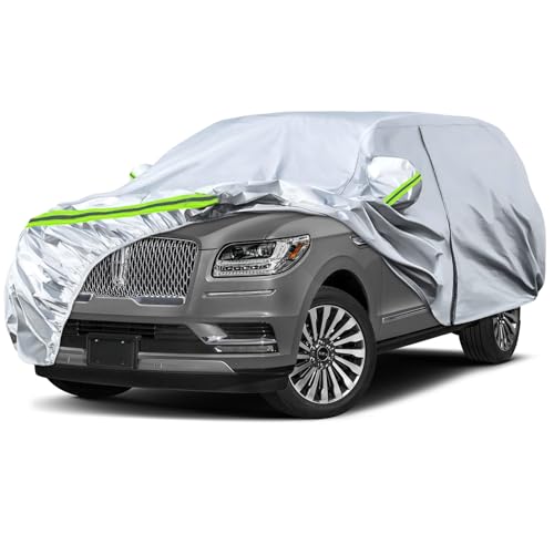 Image of Waterproof Car Covers Replace for 2007-2025 Ford Expedition EL /MAX and Lincoln Navigator L, 6 Layers Silver All Weather Car Cover with Zipper Door for Snow Rain Dust Hail Protection