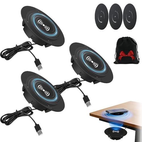 Invisible Under-Desk Wireless Charger-Sleek, Compatible All Phone, Self-Charging Surface, Invisible Wireless Charger Under Desk for Office & Home, Fast Charging Space-Saving (3pcs)