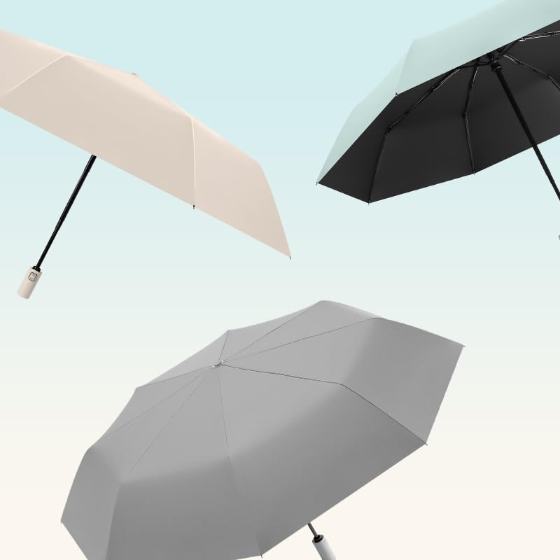 RENEESME Umbrellas For Rain Solid Color Business Automatic Umbrella For Men And Women, Rain Or Shine Foldable Sun Umbrella Strong Umbrella For Wind And Rain(C)