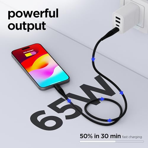 Image of Dubstep Blaze Ultra 65W Type-C to Type-C Cable 1 m Fast Charge Cable (Compatible with Mobile, Tablet, Laptop, Black, One Cable)