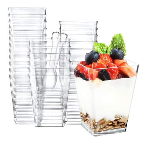 La Mejor Selección de Vasos para gelatina los 5 más buscados. 49 U Chef Set de 50 Tazas de Postre con Tapas, Vasos de Plástico Transparente, Vasos para Postres Reutilizables con Tapa y Cuchara 150 ml, Mini Tiradores para Fiestas, Yogur,...