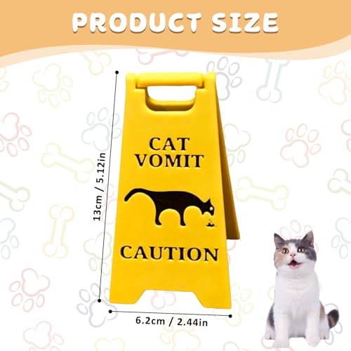 Katzen Kotzschild, 13cm Lustige Gag Katzen Hunde Kotz Warnschilder, Cat Dog Vomit Sign, Funny Cat Sign Decor, Warnschild für Erbrochenes Haustieren, Funny Gag Gift Für Katzen Hundeliebhaber