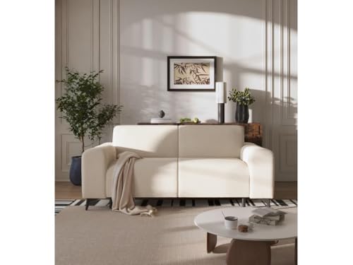 TRADA Divano Letto Matrimoniale 205x82x105 cm - Sofa con Sistema di Appoggio italiano - LIVIGNO - Divano Letto 3 Posti - Beige
