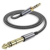 【Plug and Play】3.5mm (1/8 inch) male to 6.35mm (1/4 inch) male audio cable, (2M/6.6Ft), TRS connector design 【Please Note】Please confirm the device TRS jack interface size before purchase, Transfer audio between devices, no mic 【Strong and Durable】De...