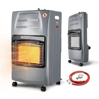 Foto di Wintem - Stufa a Gas Richiudibile 4200W con 3 Livelli di Riscaldamento, Accensione Piezoelettrica e Vano Porta-Bombola da 15Kg, Compatta e Facile da Riporre (Smoke Grey)