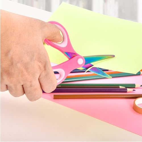 Image of SCAIKTIG 5 inch Kids Scissors Set(3 Pcs), Safety Rounded edge Blunt-Tip, Titanium Coating Blades, Comfort Grip for School Classroom Children and Toddler Cutting Craft Paper, Assorted Color