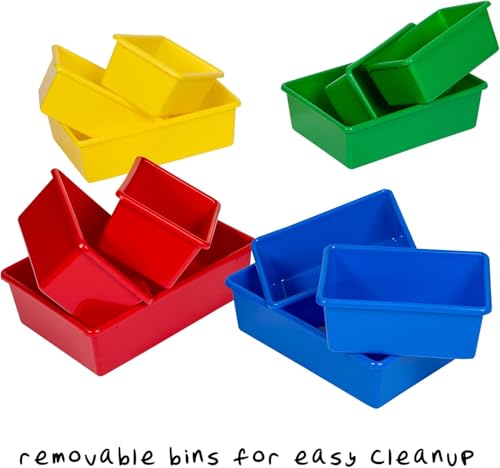 Image of Snazzy Primary Kids' Toy Storage Organizer with 12 Plastic Bins, (Beige)