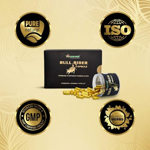 Image of A R Ayurveda Bull Rider Capsule For Strength, Stamina and Immunity| 100% Ayurvedic| Stamina Booster| Contains Shilajit, Ashwagandha and Vangbhashma|Premium Energy Booster Pack of 60