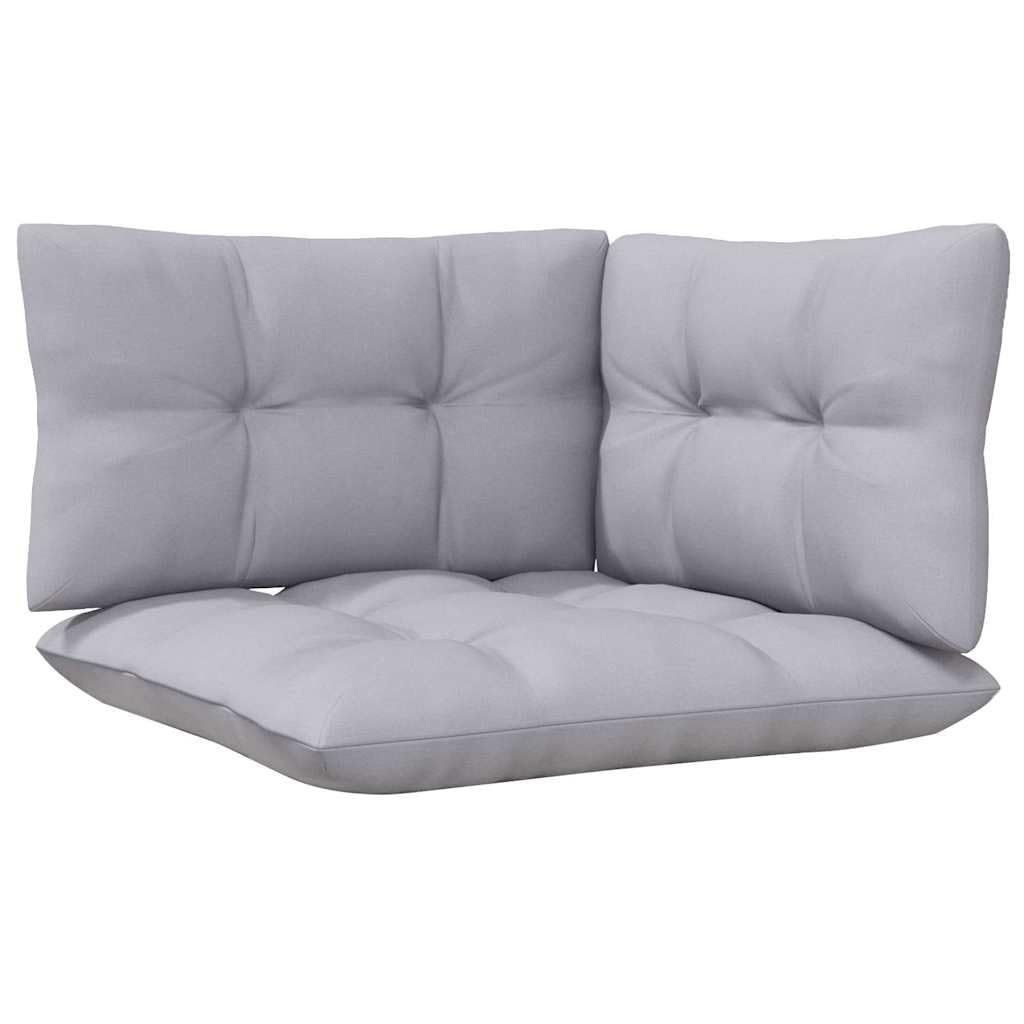 2-osobowa sofa ogrodowa z szarymi poduszkami z litego drewna sosnowego, 63,5 x 63,5 x 62,5 cm, sofa outdoorowa na balkon i taras, modułowa sofa ogrodowa z wygodną tapicerką