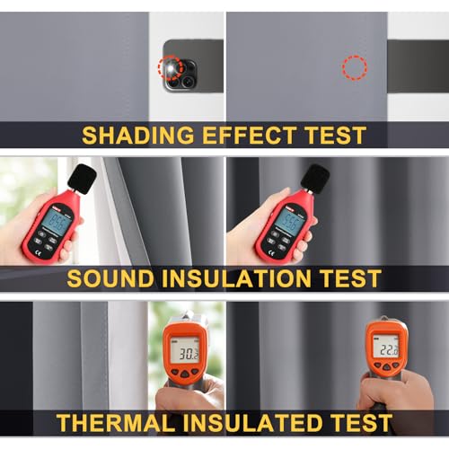 Image of Yakamok Grey 100% Blackout Curtain Panels 96 inches, 50 inch Wide, 2 Panels | Blackout Curtain Panels for Bedroom, 2 Thick Layers Grommet Top Thermal Insulated Drapes with White Back for Living Room