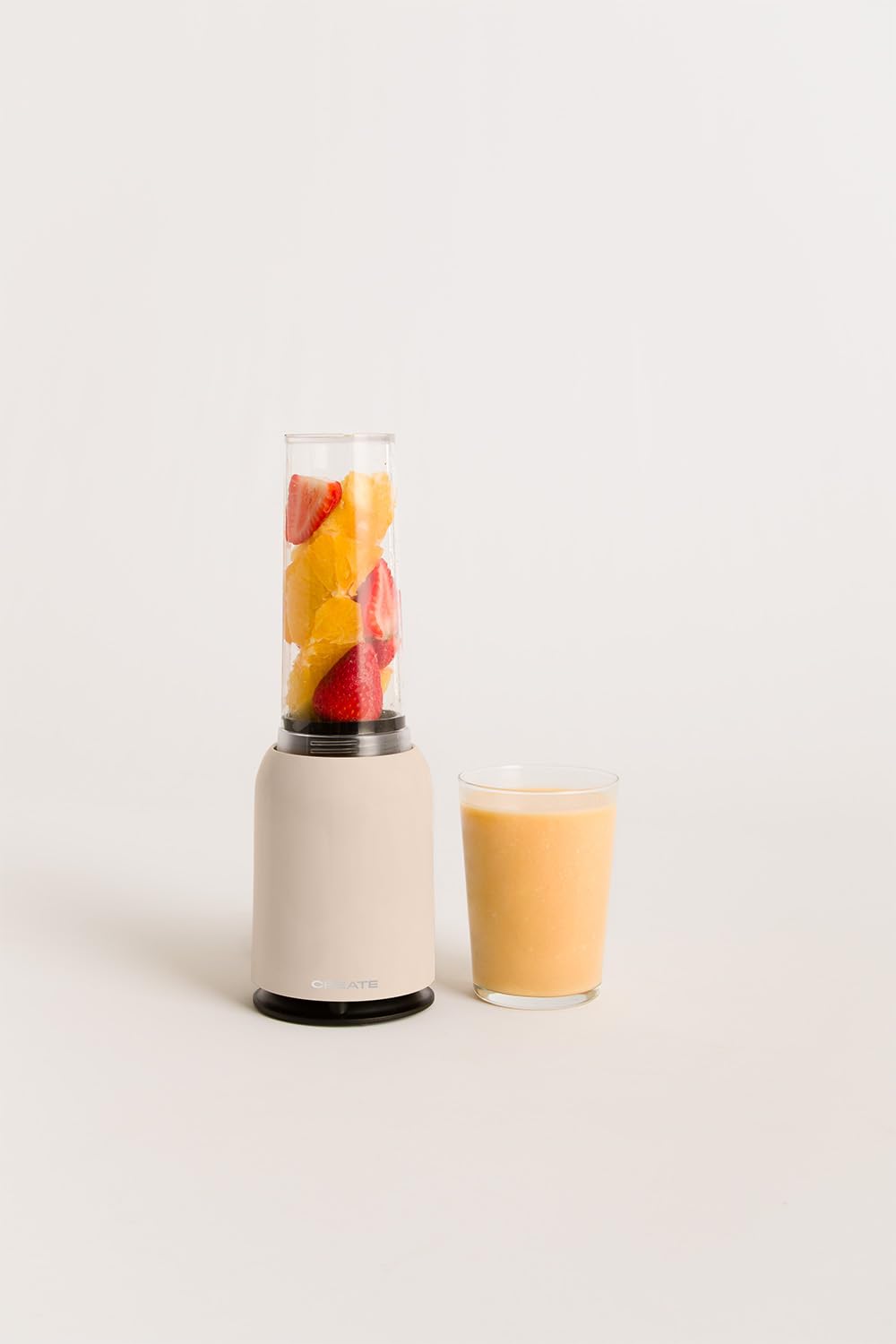 CREATE/MOI STUDIO/Blender avec verre amovible Sable/Mixeur pour smoothies et milk-shakes, 400 ml en verre, usage unique, sans BPA, portable, lames en acier inoxydable, 230W