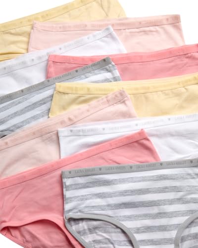Laura Ashley Girls Underwear Briefs - 10 Pack Soft Comfort Stretch Breathable Cotton Underwear Panties for Girls (Sizes:4-12)3