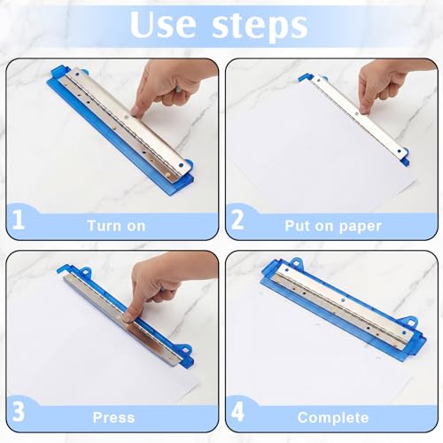 Image of 2 Pcs 3 Hole Puncher for Binder Portable 3 Hole Puncher for Ring Binders with 10 inch Ruler 5 Sheets Capacity for Office and School Supplies (Blue)