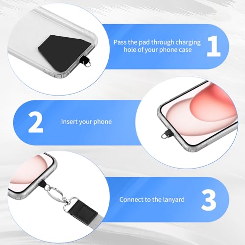 Image of OUTXE Phone Lanyard - 4x Pads, 1x Adjustable Neck Strap, 1x Wrist Strap, Nylon Phone Lanyard Compatible with All Smartphone