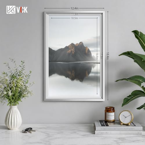 Image of VCK 12x18 Frame Silver Metal, Real Glass, 11x17 Mat, for Poster Print