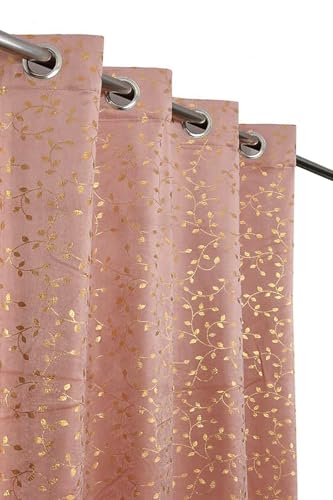 Image of Fabrilia Soft Velvet Printed Long Door Curtains for Living Room /Bedroom (9 Feet, Blush Pink, Pack of 1 Piece)