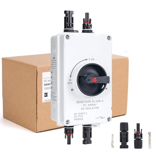 IGOYE 32 Amp DC1200V Solar Disconnect Switch Isolator Switch with IP66 Waterproof Enclosure PV Panel...