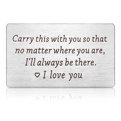 Metal Wallet Insert Card Gift for Husband Boyfriend to My Man Gift Anniversary Card Gifts Engraved Wallet Insert Card Valentine's Day Wedding Birthday Gift for Men Fiance Couple Gift