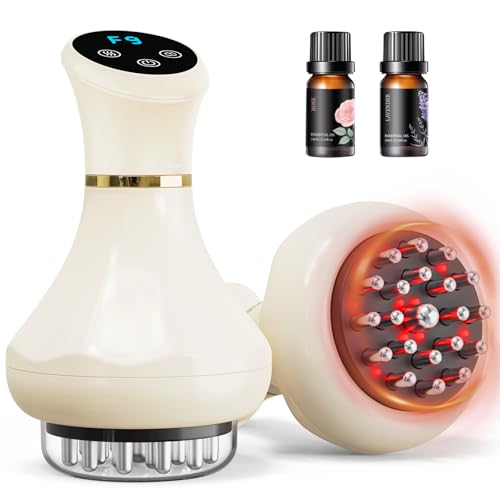 Electric Lymphatic Drainage Massager, Handheld Body Sculpting Machine for Legs, Arms, Belly & Body Massage, Anti Cellulite Massage Tool with Red-Light, 9-Level Heat & Vibration for Relaxation