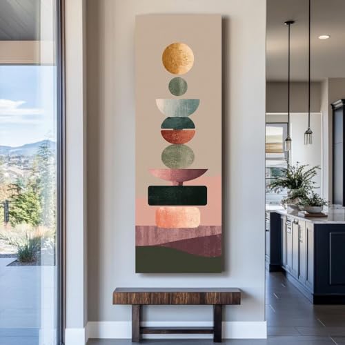 Tableau abstrait moderne œuvre d'art allongée de qualité premium