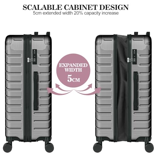 Apelila 4-Piece Expandable Suitcase Set with TSA Lock, 20% Extra Capacity, 360° Spinner Wheels, Lightweight Textured Fabric Luggage (18", 20", 24", 28") for Men and Women Travel (Black)