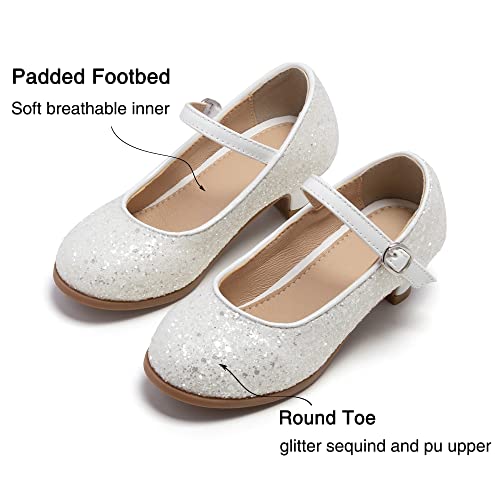 Image of THEE BRON Girls Low Heel Dress Shoes Mary Jane Party Wedding Flower Girl Pumps