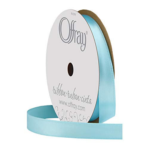Image of Berwick Offray 360132 3 /8 inch Wide Single Face Satin Ribbon, Ocean Blue, 6 Yds