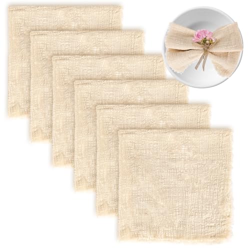 XCRPRT 6 tovaglioli in tessuto, 42 x 42 cm, tovaglioli in cotone, lavabili, tovaglioli in tessuto con frange, per feste, Natale, giorno del Ringraziamento, ristorante (kaki)