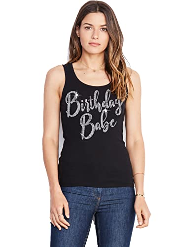 Birthday Shirts for Women Bedazzled - Real Rhinestone Tank Tops - Womens Birthday Party Supplies2