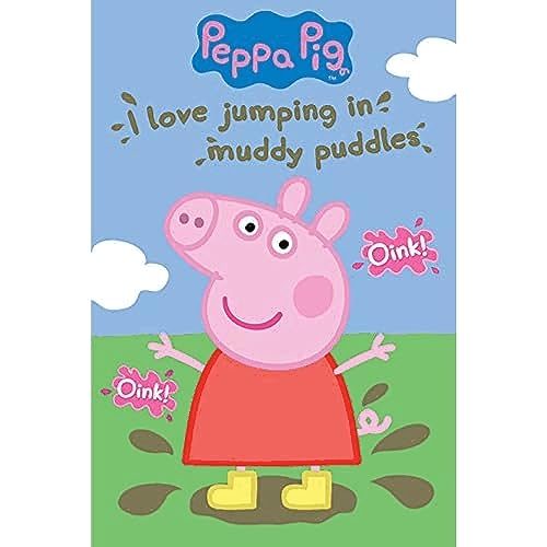 Pyramid International Muddy Puddles Peppa Pig Póster, plástico/Vidrio, Multicolor, 61 x 91,5 x 1,3 cm