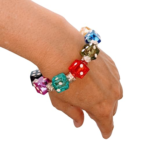 Dice Bracelet, Casino Bracelet For Women, Bunco Bracelet Gift, Plastic Beaded Bracelet Multi Color 1 pc2