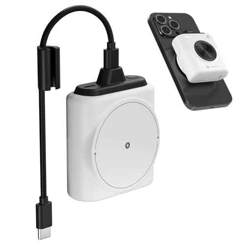Image of Portronics Moji 10K Smallest Wireless 10000Mah Fast Charging Power Bank with Detachable USB Type-C Cable, Strong Magnet, 20W Wired Output, for iPhone 12 & Above, Android & All Qi Enabled Devices