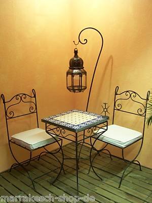 ORIGINAL Orientalischer Stuhl Gartenstuhl aus Metall Schwarz Malaga | Marokkanischer Balkonstuhl Inkl. Sitzkissen… – Bild 7