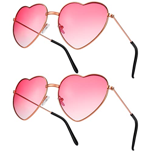 ALTcompluser 2 Pack Herz Sonnenbrille, Weinsamkeit Hippie Gläser, Retro Kostüm Brille für Kinder Herren Damen 60er 70er 80er 90er Party Hippie Chic, Kleid Accessoires( Rosa)