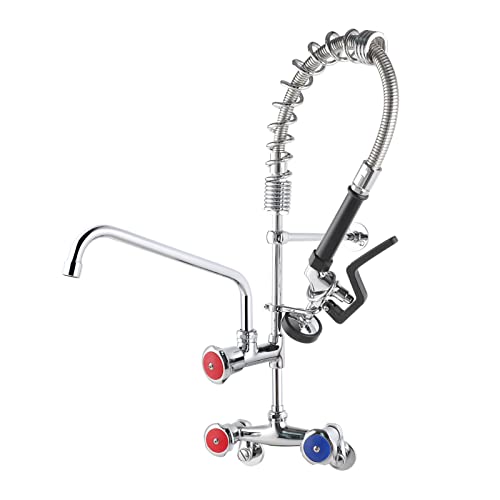 MaxSen Commercial Faucet with Sprayer Wall Mount Faucet Adjustable 4
