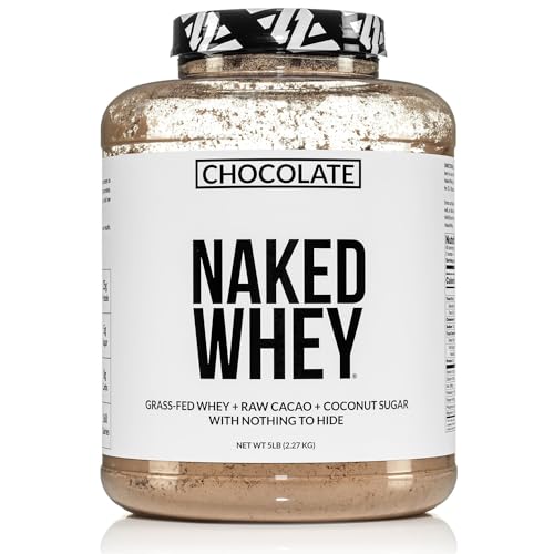 Naked Whey Protein Supplement Powder, Chocolate, GMO Free, Soy Free, Gluten Free Aid Muscle Growth and Recovery 60 Servings, 5 Ib