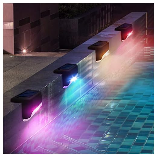 Solar Pool Side Lights 4-Pack, Color Changing Waterproof Light up Swimming Pool Accessories Night Lights, Outdoor LED Deck Lights for Stairs, Step, Fence, Yard, Patio, and Pathway Decor
