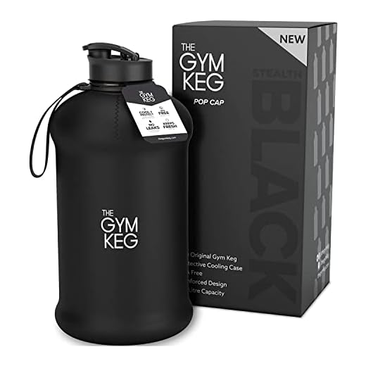 The Gym Keg Botella de Agua Deporte 2.2 L con Funda Aislante Botella de Agua Térmica con Asa, Botella de Agua Deportiva Grande para Fitness Eco Sin BPA - Reutilizable para Gimnasio o Casa