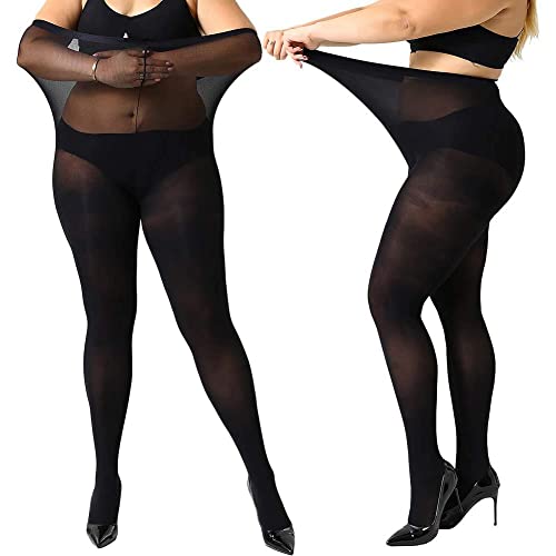 MANZI Damen Strumpfhose 2 or 4 Paar Plus Größen XL-4XL(44-62),2 Paar Schwarz,70 Denier XXXL