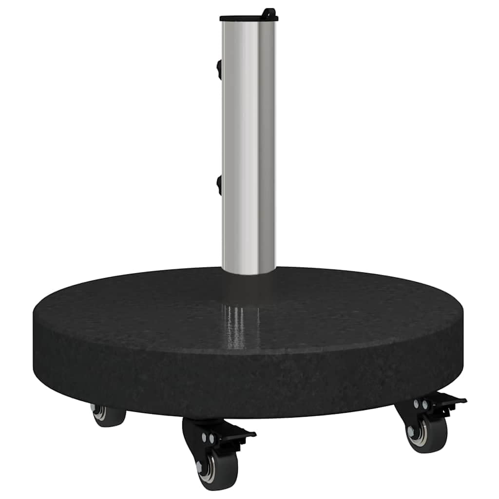 Supporto per ombrellone da 30 kg, nero, in granito e acciaio inox, rotondo, arrotolabile, per balcone, terrazza, giardino, patio, base per ombrellone da mercato e ombrellone, resistente alle
