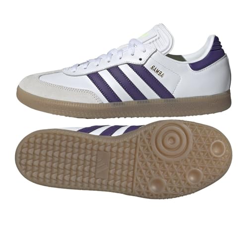 adidas Lionel Messi X Samba Shoe, Cloud White/Purple/Gum, Size 102